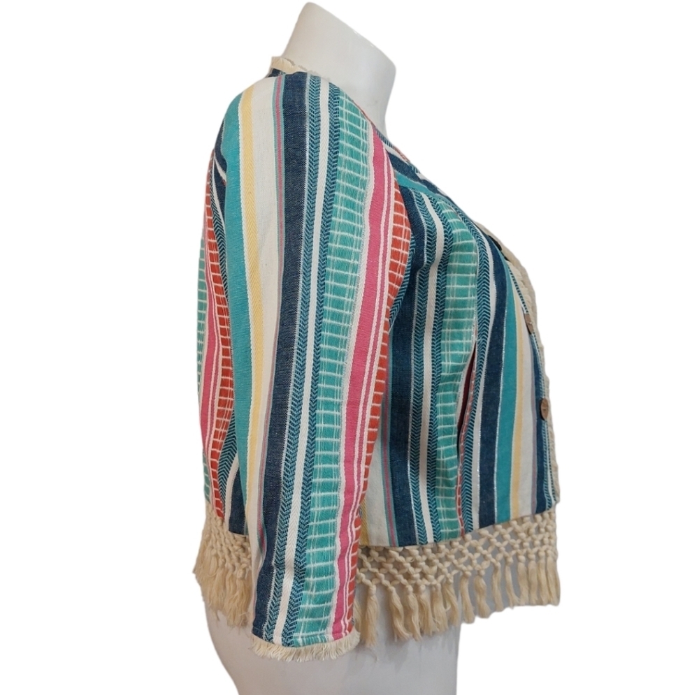 Multiples Striped Patchwork Blazer Boho Hippie Ch… - image 5